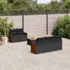 6-dijelni set vrtnih sofa s jastucima crni od poliratana