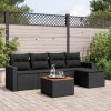 6-dijelni set vrtnih sofa s jastucima crni od poliratana