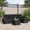 6-dijelni set vrtnih sofa s jastucima crni od poliratana