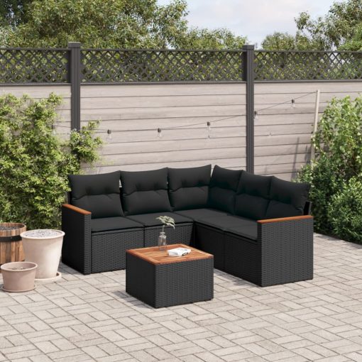6-dijelni set vrtnih sofa s jastucima crni od poliratana