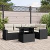 6-dijelni set vrtnih sofa s jastucima crni od poliratana