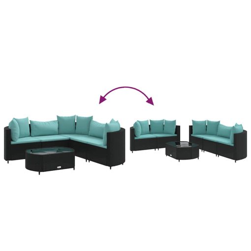 6-dijelni set vrtnih sofa s jastucima crni od poliratana