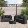 6-dijelni set vrtnih sofa s jastucima crni od poliratana