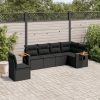 6-dijelni set vrtnih sofa s jastucima crni od poliratana