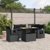 6-dijelni set vrtnih sofa s jastucima crni od poliratana