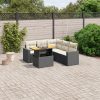 6-dijelni set vrtnih sofa s jastucima crni od poliratana