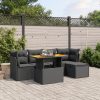 6-dijelni set vrtnih sofa s jastucima crni od poliratana