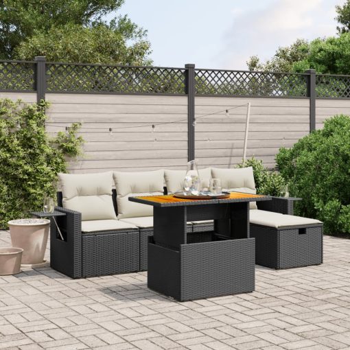 6-dijelni set vrtnih sofa s jastucima crni od poliratana