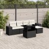 6-dijelni set vrtnih sofa s jastucima crni od poliratana