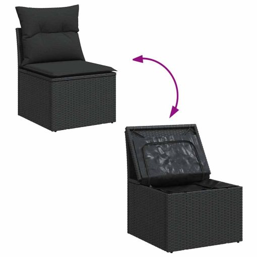 6-dijelni set vrtnih sofa s jastucima crni od poliratana