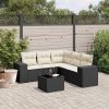 6-dijelni set vrtnih sofa s jastucima crni od poliratana