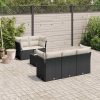 6-dijelni set vrtnih sofa s jastucima crni od poliratana