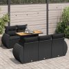 6-dijelni set vrtnih sofa s jastucima crni od poliratana