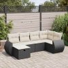 6-dijelni set vrtnih sofa s jastucima crni od poliratana