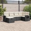 6-dijelni set vrtnih sofa s jastucima crni od poliratana