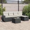 6-dijelni set vrtnih sofa s jastucima crni od poliratana