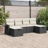 6-dijelni set vrtnih sofa s jastucima crni od poliratana
