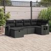 6-dijelni set vrtnih sofa s jastucima crni od poliratana