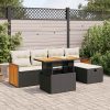 6-dijelni set vrtnih sofa s jastucima crni od poliratana