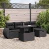 6-dijelni set vrtnih sofa s jastucima crni od poliratana