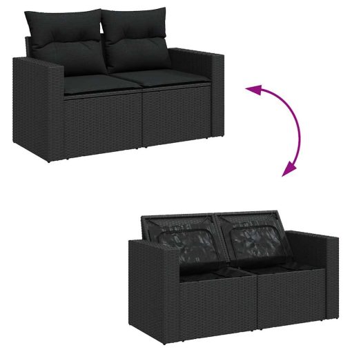 6-dijelni set vrtnih sofa s jastucima crni od poliratana