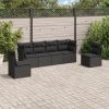 6-dijelni set vrtnih sofa s jastucima crni od poliratana