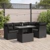 6-dijelni set vrtnih sofa s jastucima crni od poliratana