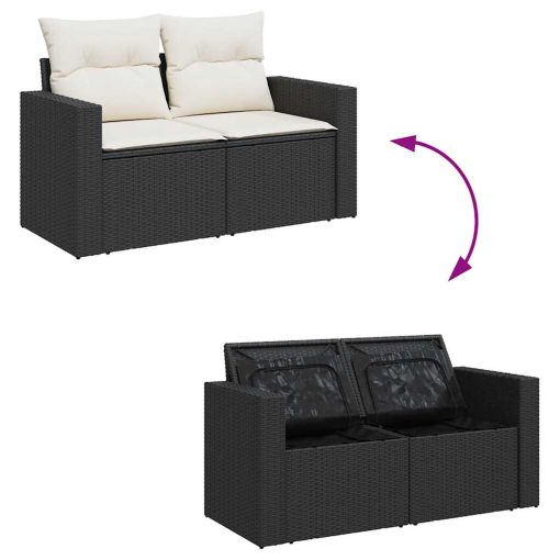 6-dijelni set vrtnih sofa s jastucima crni od poliratana