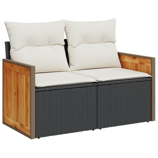 6-dijelni set vrtnih sofa s jastucima crni od poliratana bagrem
