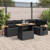 6-dijelni set vrtnih sofa s jastucima crni od poliratana bagrem