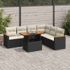 7-dijelni set vrtnih sofa od poliratana s jastucima crni bagrem
