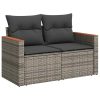 7-dijelni set vrtnih sofa poliratan i bagrem s jastucima sivi