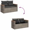 7-dijelni set vrtnih sofa poliratan i bagrem s jastucima sivi