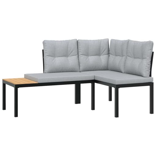 7-dijelni set vrtnih sofa s jastucima čelik obložen prahom crni