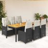 7-dijelni vrtni bistro set od poliratana s jastucima crni