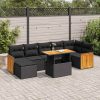 8-dijelni set vrtnih sofa od poliratana s jastucima crni bagrem