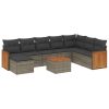 9-dijelni set vrtnih sofa od poliratana s jastucima sivi