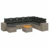 9-dijelni set vrtnih sofa od poliratana s jastucima sivi