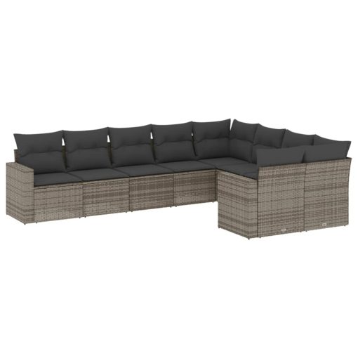 9-dijelni set vrtnih sofa od poliratana s jastucima sivi