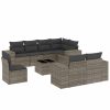 9-dijelni set vrtnih sofa od poliratana s jastucima sivi