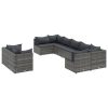 9-dijelni set vrtnih sofa od poliratana s jastucima sivi