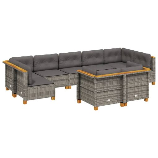 9-dijelni set vrtnih sofa od poliratana s jastucima sivi
