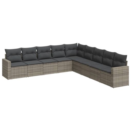 9-dijelni set vrtnih sofa od poliratana s jastucima sivi
