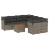 9-dijelni set vrtnih sofa od poliratana s jastucima sivi