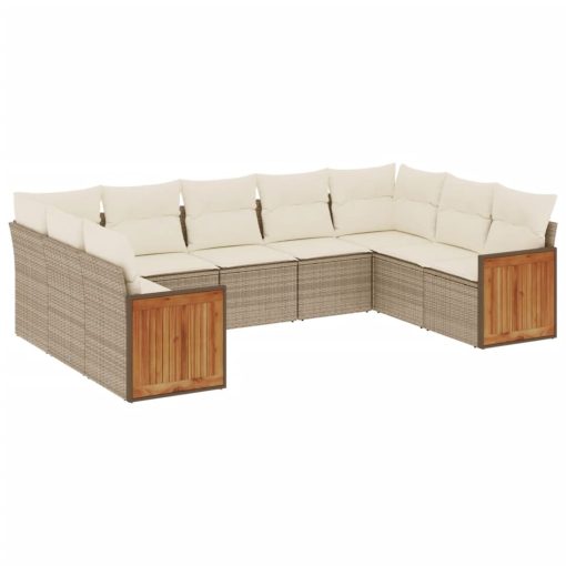 9-dijelni set vrtnih sofa od poliratana s jastucima sivi