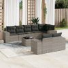 9-dijelni set vrtnih sofa od poliratana s jastucima sivi