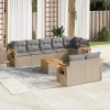9-dijelni set vrtnih sofa od poliratana s jastucima sivi