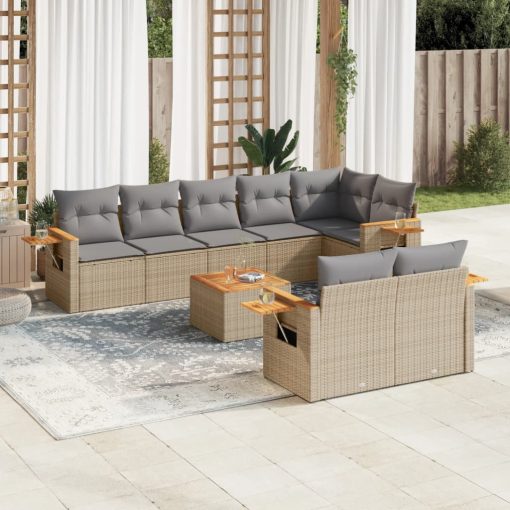 9-dijelni set vrtnih sofa od poliratana s jastucima sivi