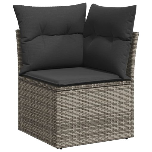 9-dijelni set vrtnih sofa od poliratana s jastucima sivi