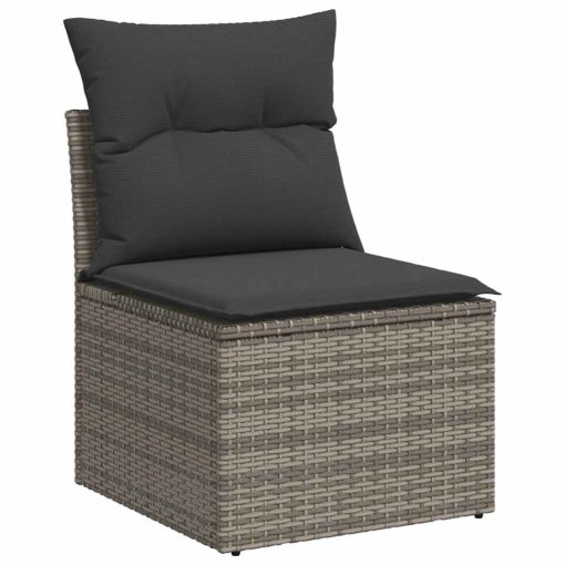 9-dijelni set vrtnih sofa od poliratana s jastucima sivi